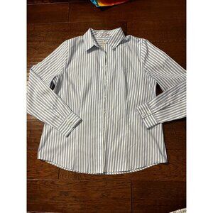 Chicos women’s long sleeve no iron cool Max all season linen blue button up shir